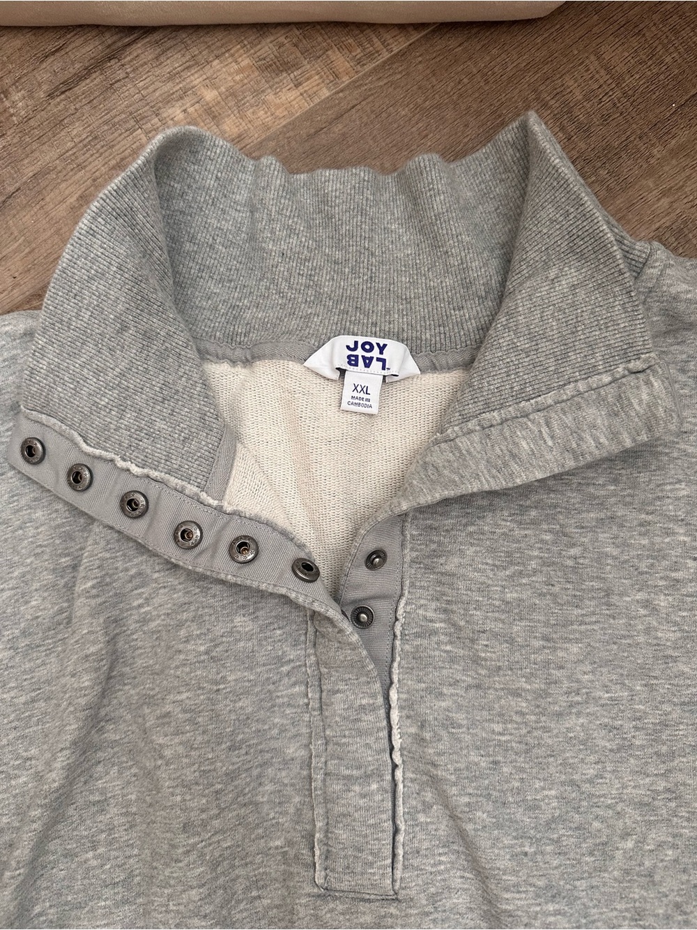 JoyLab Light Gray Snap-Front Funnel Neck Pullover